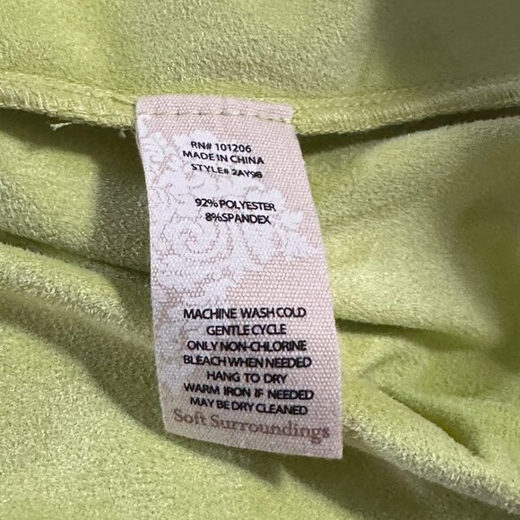 Soft Surroundings sz L chartreuse green polyester sueded button front tunic top - Picture 4 of 5